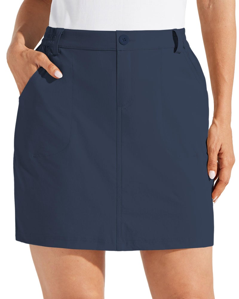 Willit Women's Skorts Golf Casual Skort Skirts UPF 50+ Quick Dry Zip Pockets Outdoor Hiking Navy Blue M - Image 1